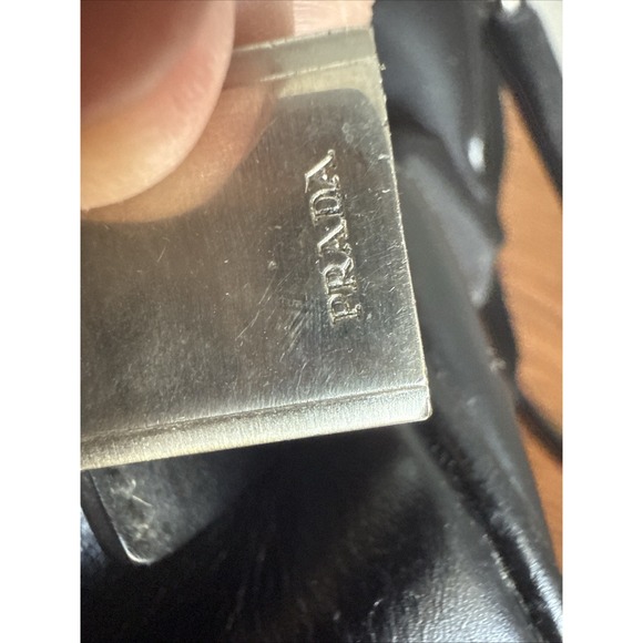PRADA shoulder bag in black with triangular logo plate and nylon "As Is" - Picture 5 of 9